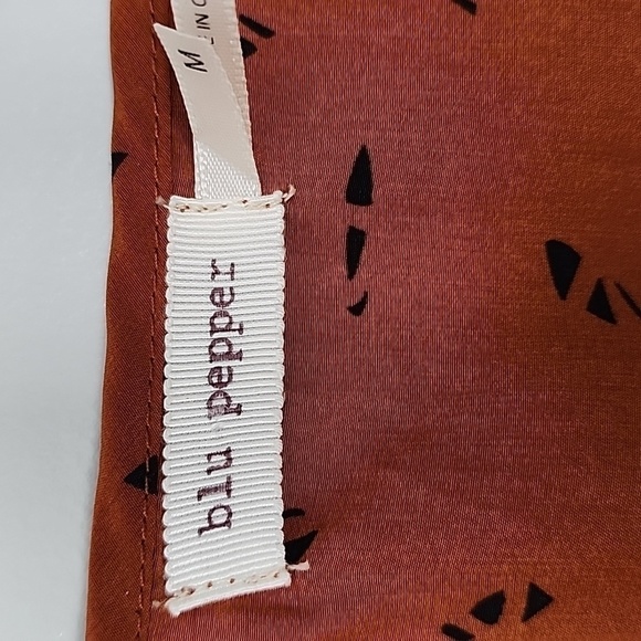 BLU pepper rust brown black faux wrap dress medium - Picture 4 of 8